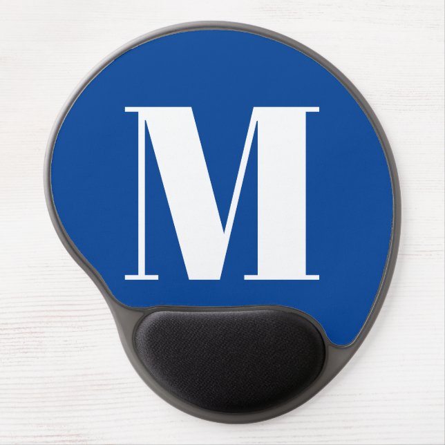 Deep Blue Initial Letter Monogram Modern Stylish Gel Mouse Pad (Front)