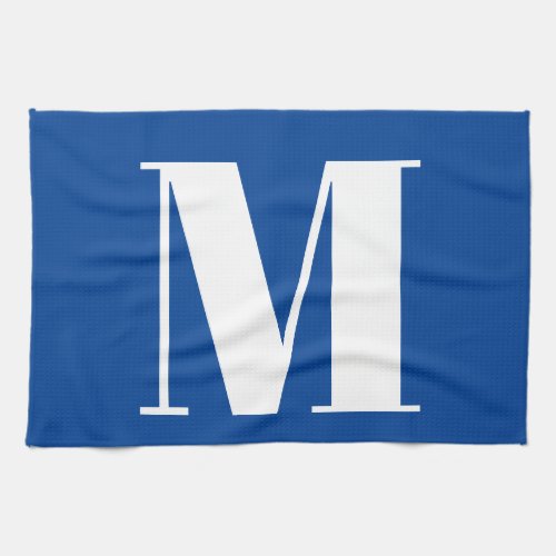 Deep Blue Initial Letter Monogram Modern Stylish Kitchen Towel