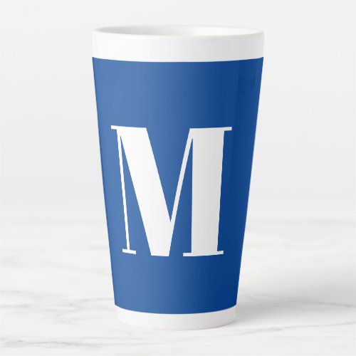 Deep Blue Initial Letter Monogram Modern Stylish Latte Mug