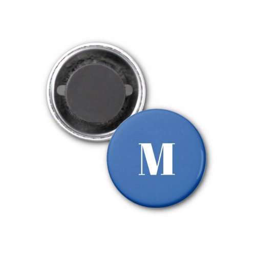 Deep Blue Initial Letter Monogram Modern Stylish Magnet