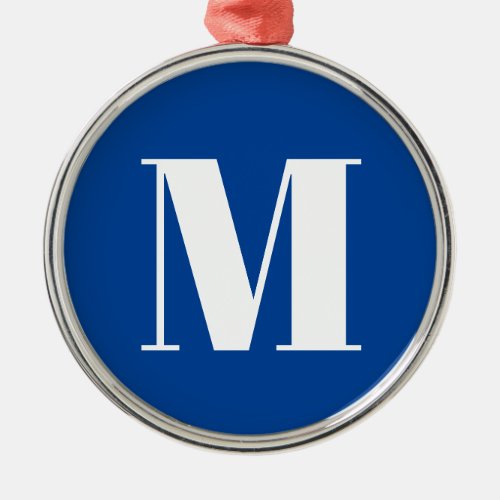 Deep Blue Initial Letter Monogram Modern Stylish Metal Ornament