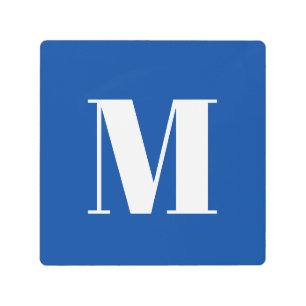 Deep Blue Initial Letter Monogram Modern Stylish Metal Print