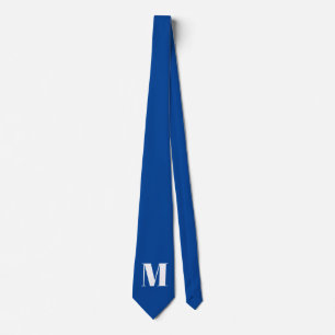 Deep Blue Initial Letter Monogram Modern Stylish Neck Tie