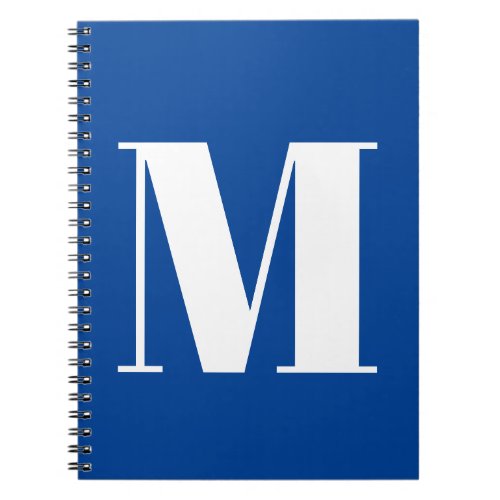 Deep Blue Initial Letter Monogram Modern Stylish Notebook