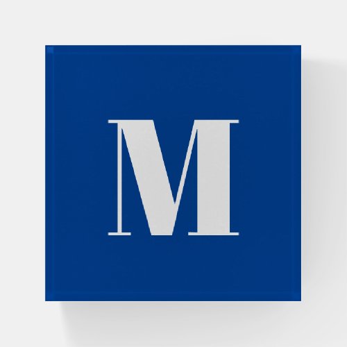 Deep Blue Initial Letter Monogram Modern Stylish Paperweight