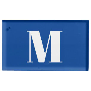 Deep Blue Initial Letter Monogram Modern Stylish Place Card Holder