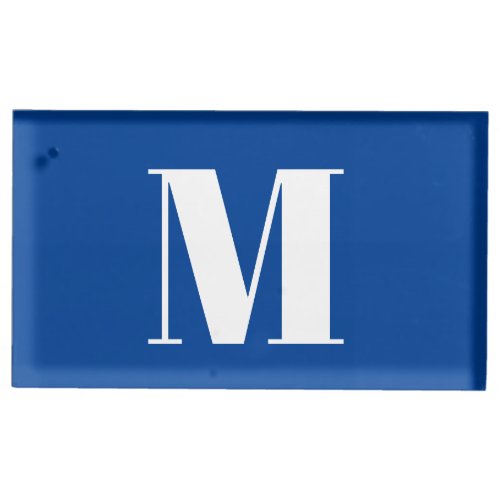 Deep Blue Initial Letter Monogram Modern Stylish Place Card Holder