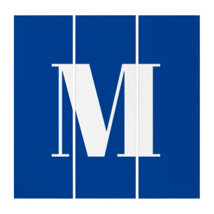 Deep Blue Initial Letter Monogram Modern Stylish Triptych