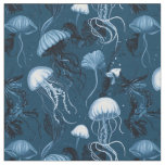 Deep Blue Jellyfish Fabric