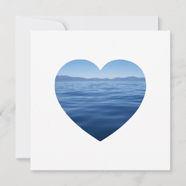 Deep Blue Lake Tahoe Heart Photo Save the Date (Front)