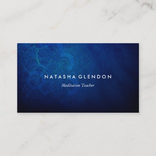 Customizable Deep Blue Mandala Zen Business Card
