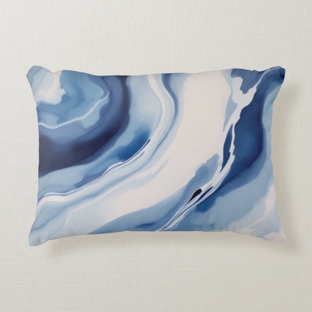 Deep Blue Marble Accent Pillow (Front)