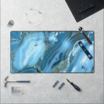 Deep Blue Marble Desk Mat<br><div class="desc">Deep shades of light and dark blue marble texture with white and black veins. Note: Simulated marble/stone texture,  no marble used in the making of this product.</div>
