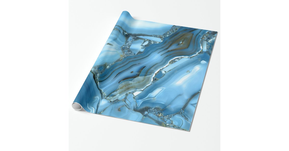 Deep Blue Marble Wrapping Paper | Zazzle