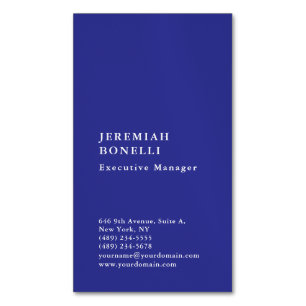 Deep blue minimalist modern plain business card magnet