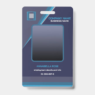 Deep Blue Modern Business ID Badge