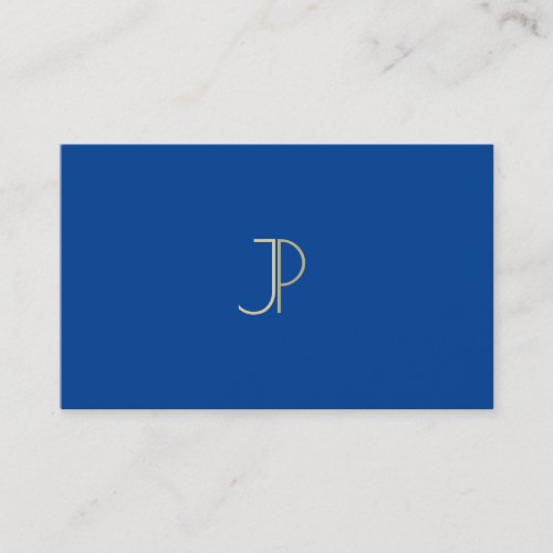 Deep Blue Modern Monogram Elegant Professional Business Card