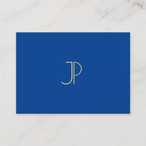 Deep Blue Modern Monogram Elegant Template Luxe Business Card