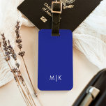 Deep Blue | Modern Monogram Luggage Tag<br><div class="desc">This modern luggage tag design features a bright,  deep blue background,  with your initials in bold white text for a look that is simple and colorful,  yet professional.</div>