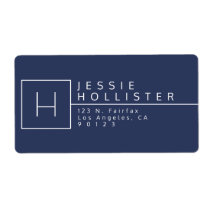 Deep Blue Monogrammed Return Address Label Deep Blue Monogrammed Return Address Label
