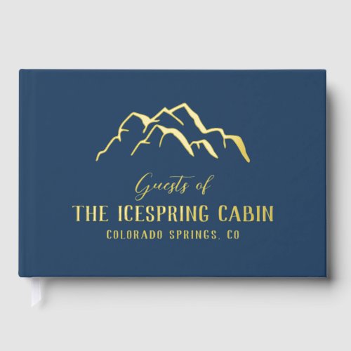 Deep Blue Mountain Tops Cabin Foil Guest Book