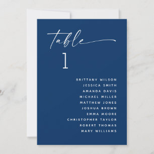 Deep Blue Navy Classic Wedding Seating Chart Invitation