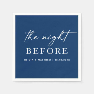 Deep Blue Navy Coastal Elegant Rehearsal Dinner Napkins