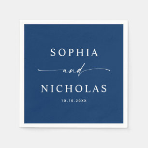 Deep Blue Navy Wedding Elegant Classic Coastal Napkins