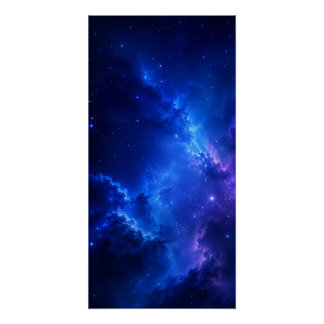 Deep Blue Nebula Galaxy Poster