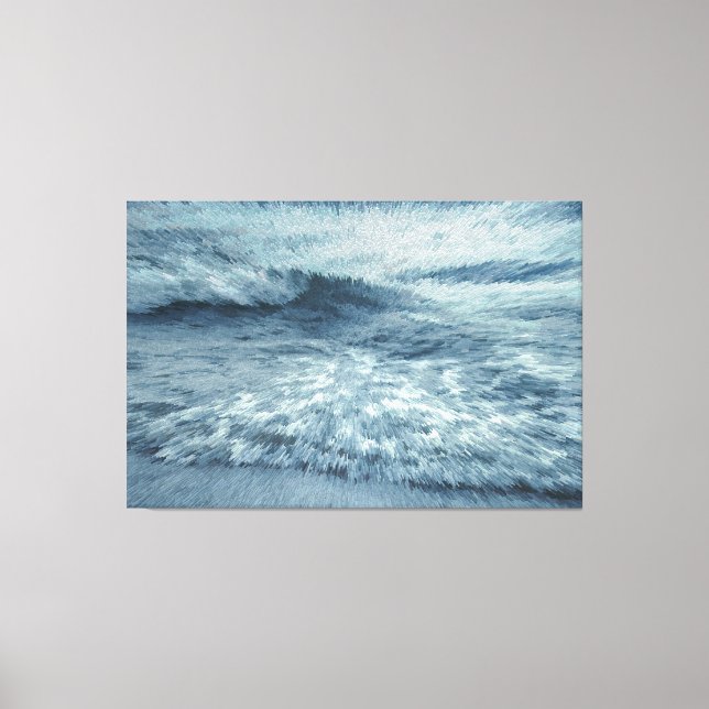 Deep blue northern beach with crashing waves canvas print (Front)