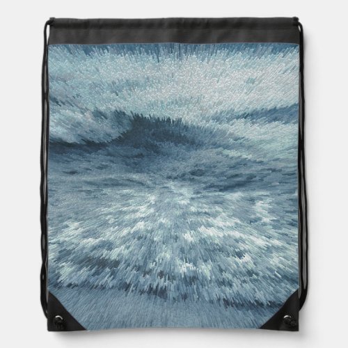 Deep blue northern beach with crashing waves drawstring bag