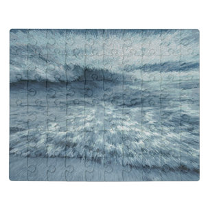 Deep blue northern beach with crashing waves jigsaw puzzle