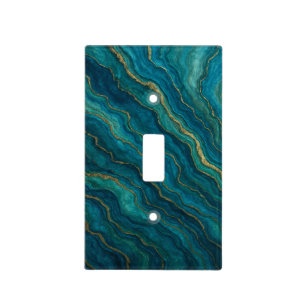 Deep Blue Ocean Agate Light Switch Cover
