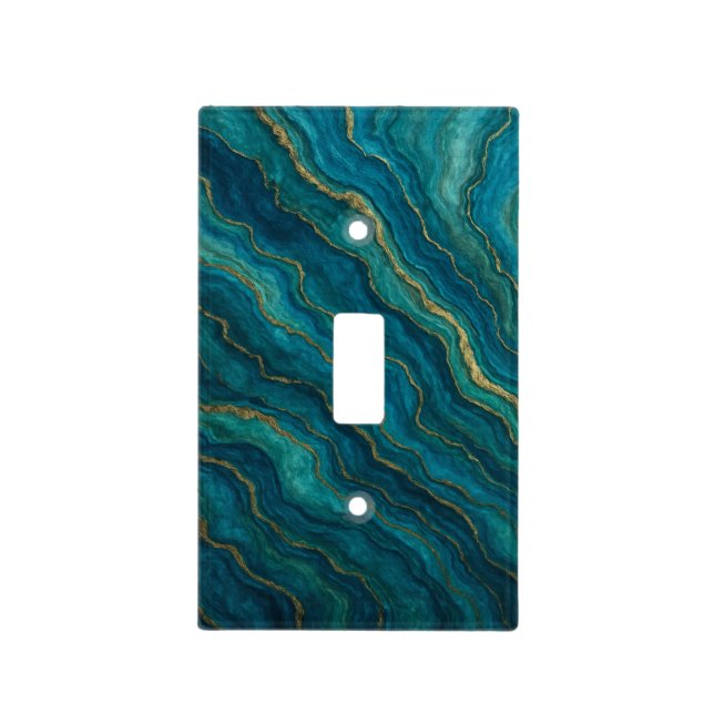 Deep Blue Ocean Agate Light Switch Cover (Front)