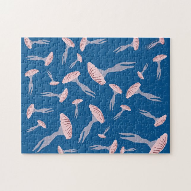 Deep Blue Ocean Jellyfish Pattern Jigsaw Puzzle (Horizontal)