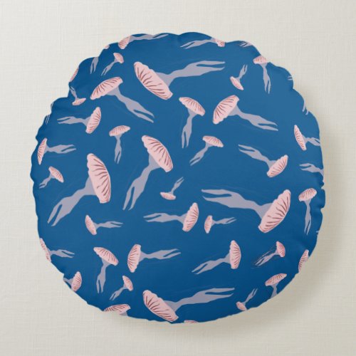 Deep Blue Ocean Jellyfish Pattern Round Pillow