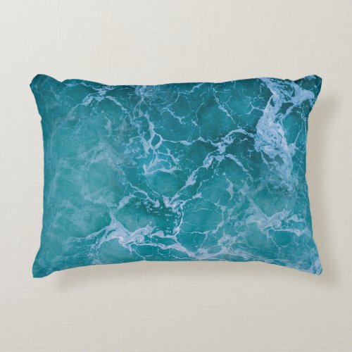 Deep Blue Ocean Waves Accent Pillow