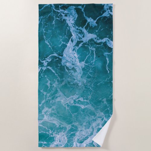 Deep Blue Ocean Waves Beach Towel