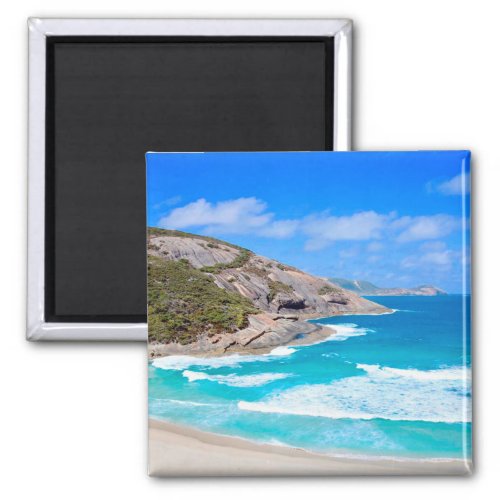 Deep Blue Ocean Waves Cliffs Blue Sky Photo Magnet