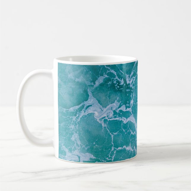 Deep Blue Ocean Waves Coffee Mug (Left)