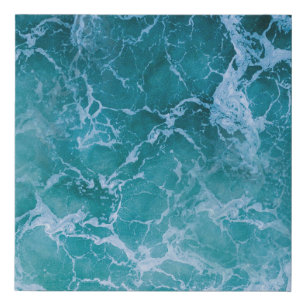 Deep Blue Ocean Waves Faux Canvas Print