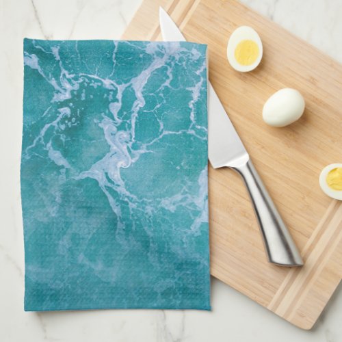 Deep Blue Ocean Waves Kitchen Towel