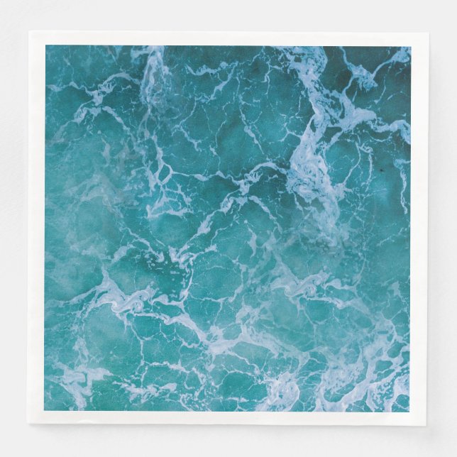 Deep Blue Ocean Waves Paper Dinner Napkins (Front)