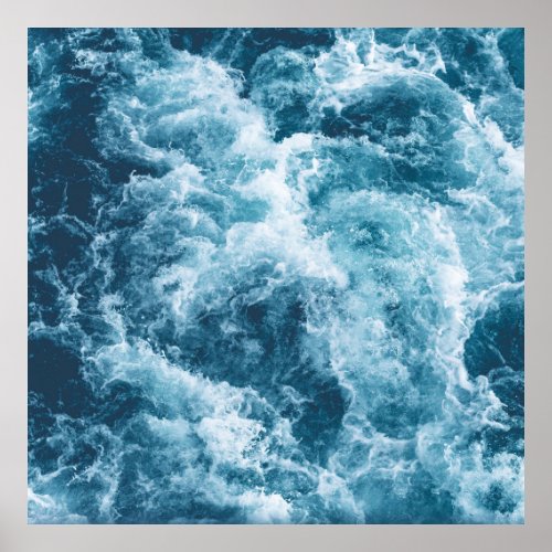 Deep Blue Ocean Waves Photography Poster