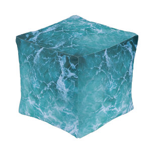 Deep Blue Ocean Waves Pouf