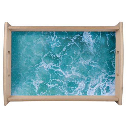 Deep Blue Ocean Waves Serving Tray