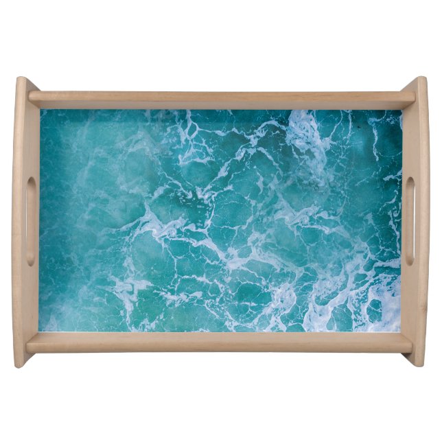 Deep Blue Ocean Waves Serving Tray (Front)
