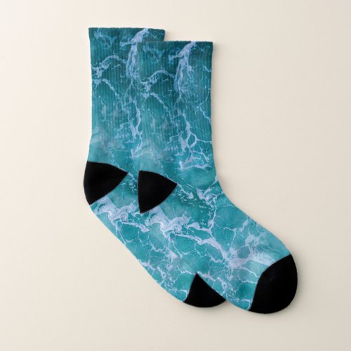 Deep Blue Ocean Waves Socks