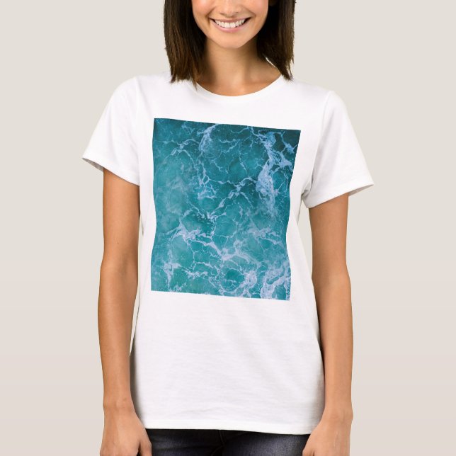 Deep Blue Ocean Waves T-Shirt (Front)