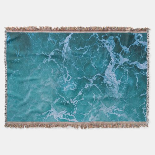 Deep Blue Ocean Waves Throw Blanket